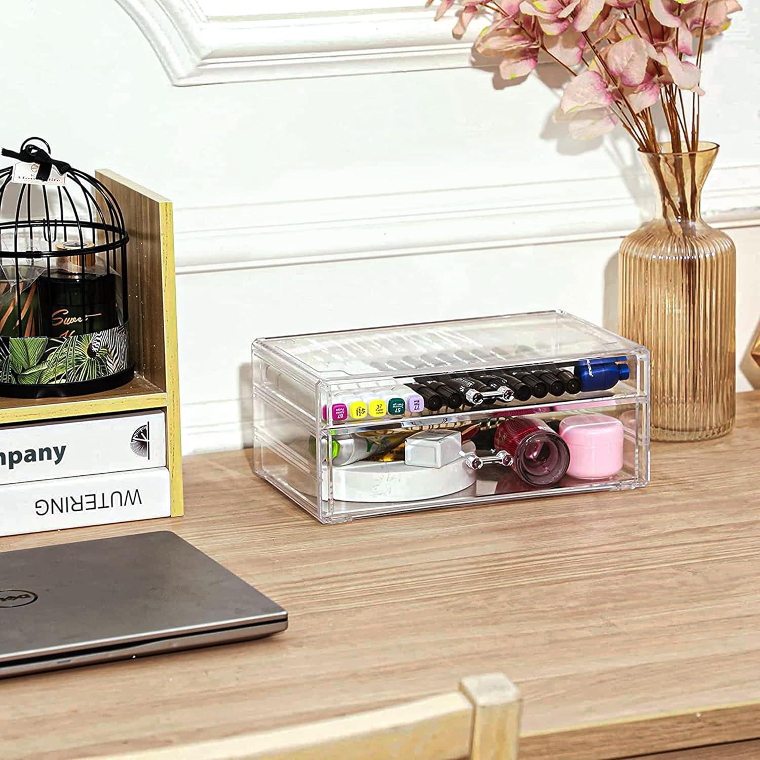 Organizador de Maquillaje FixtureDisplays 2 Cajones Transparente