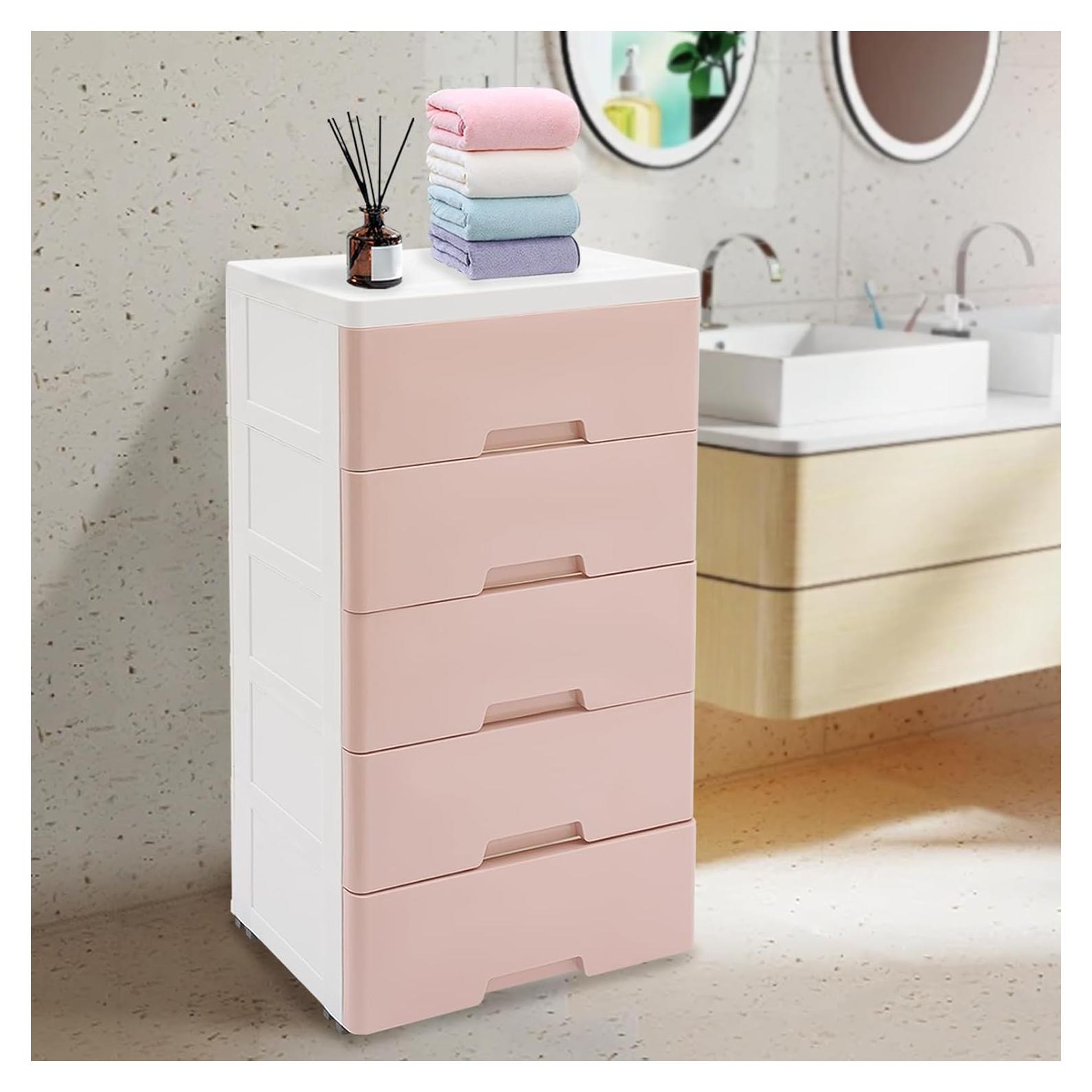 Armario de Almacenamiento TrueyEssence 5 Cajones Rosa