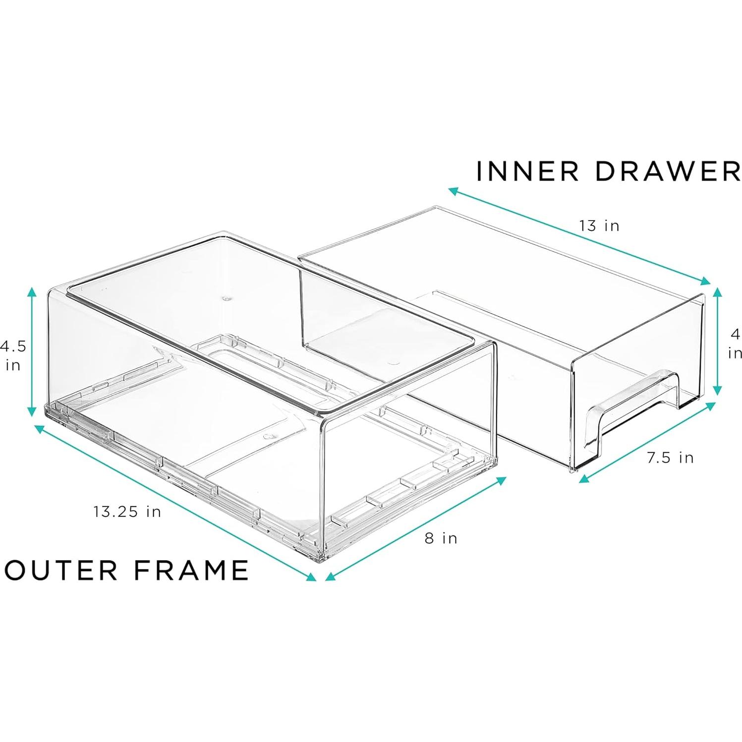 Cajones de Almacenamiento Apilables Sorbus 2 Medianos Transparentes