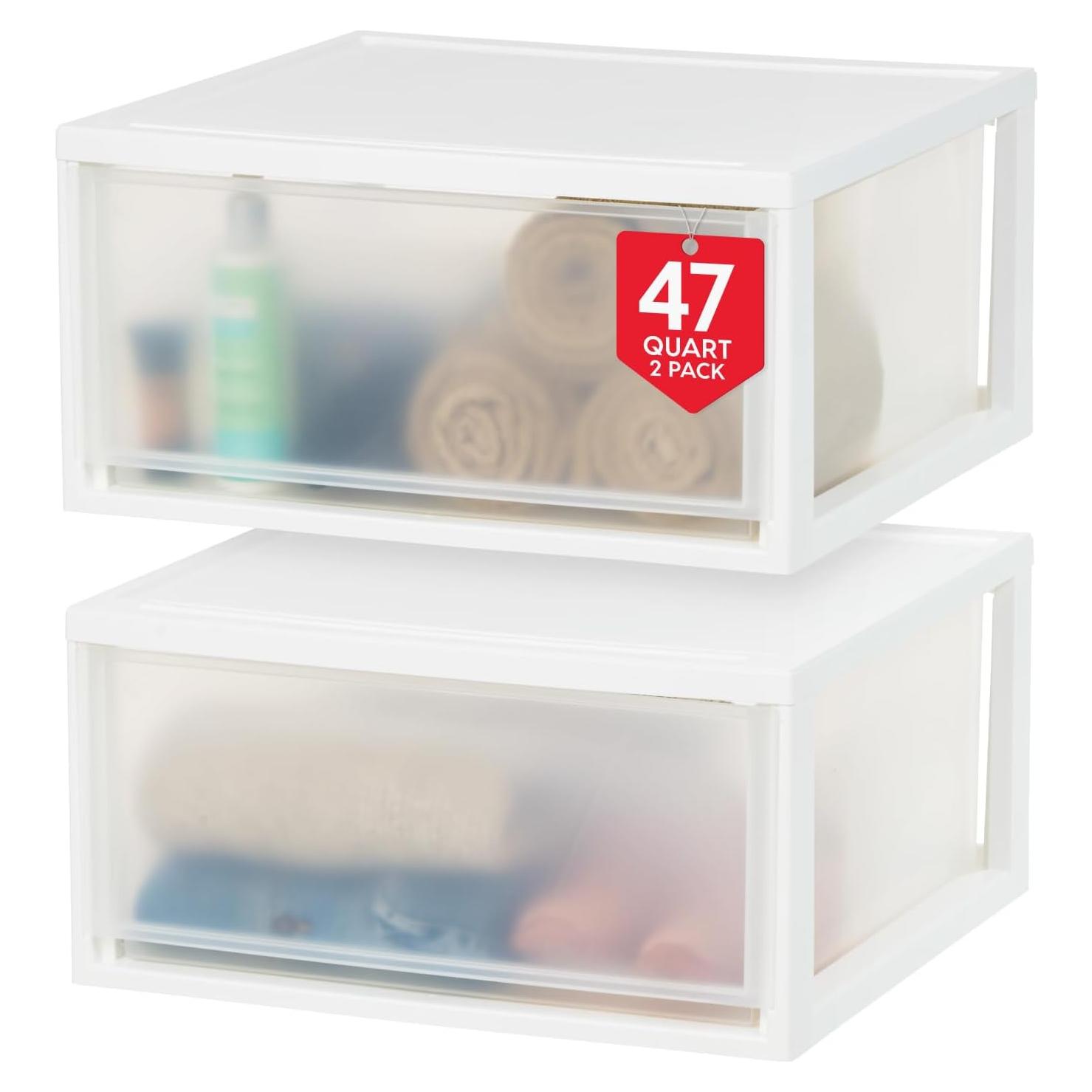 Cajones Apilables IRIS USA 44.5L 2-Pack Blanco