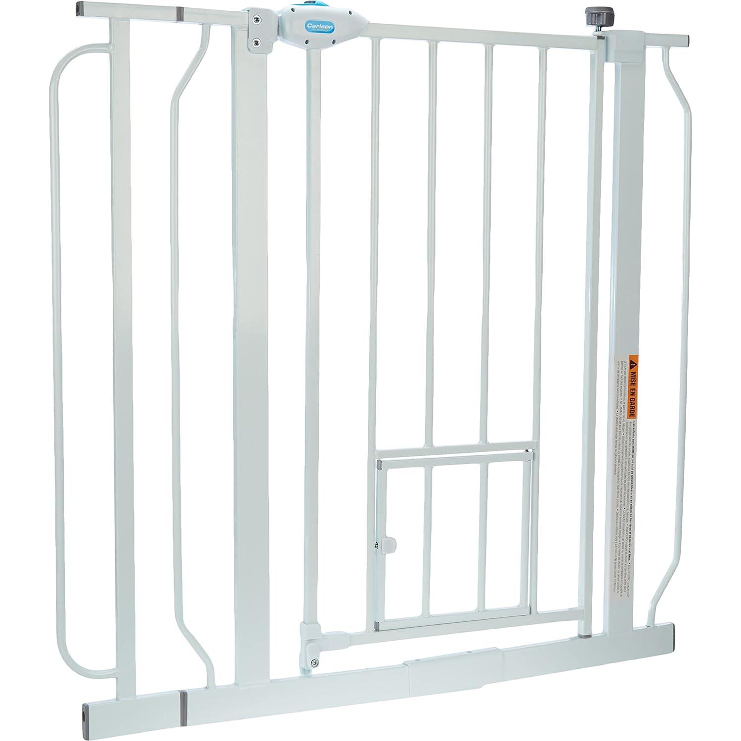 Puerta para Mascotas Carlson Extra Ancha 73.7-92.7 cm Blanca