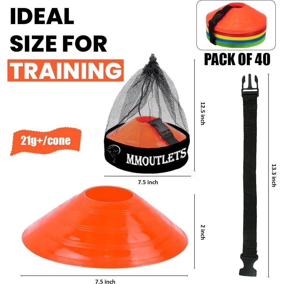 Pack 20 Conos de Entrenamiento MMOutlets con Soporte y Bolsa