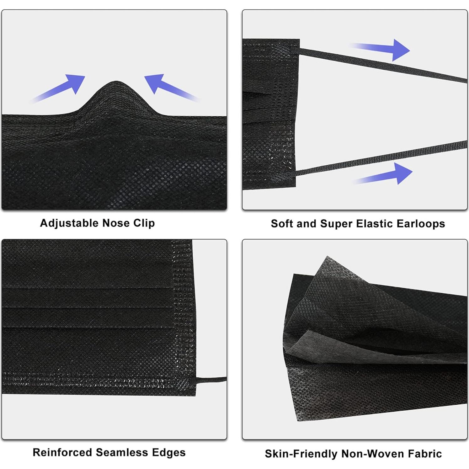 Mascarillas Desechables 3 Capas AKGK 100 Pcs Negra