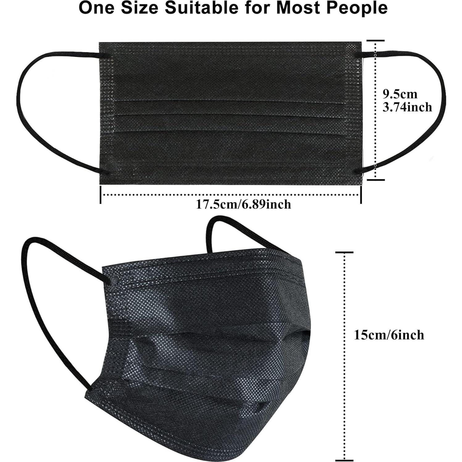 Mascarillas Desechables 3 Capas AKGK 100 Pcs Negra