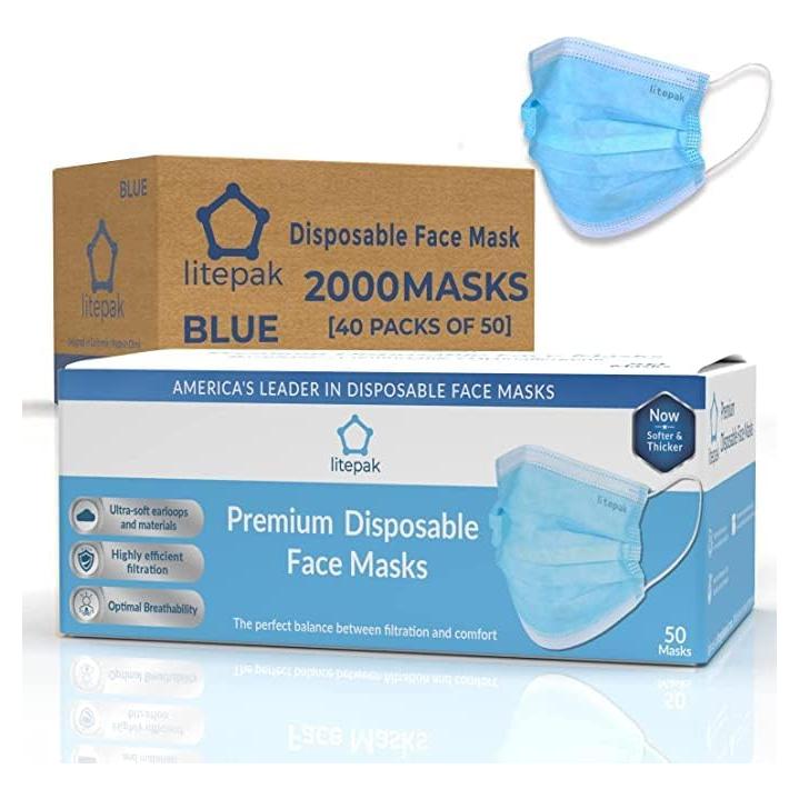 Mascarillas Desechables Negras Litepak 2000 Piezas 3 Capas