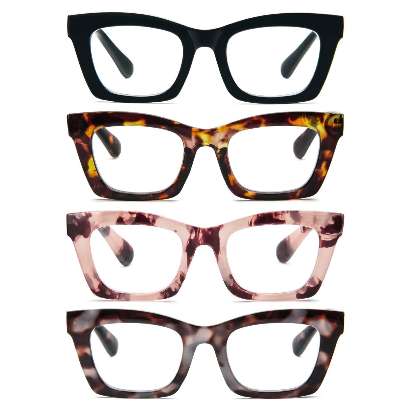 Gafas de lectura REAVEE para mujer, bloqueo luz azul, 4 colores