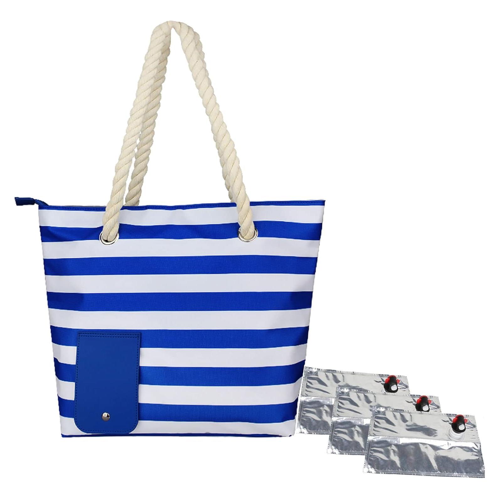 Bolsa de Vino YOOMIK para 2 Botellas Aislada Rayas Azules