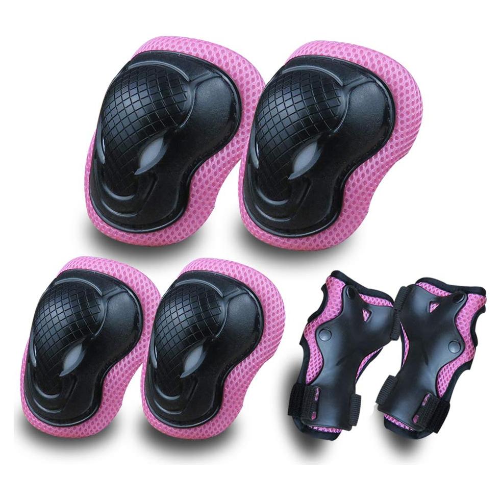 Kit de Protección para Niños GEQID - Rodilleras y Muñequera Rosa