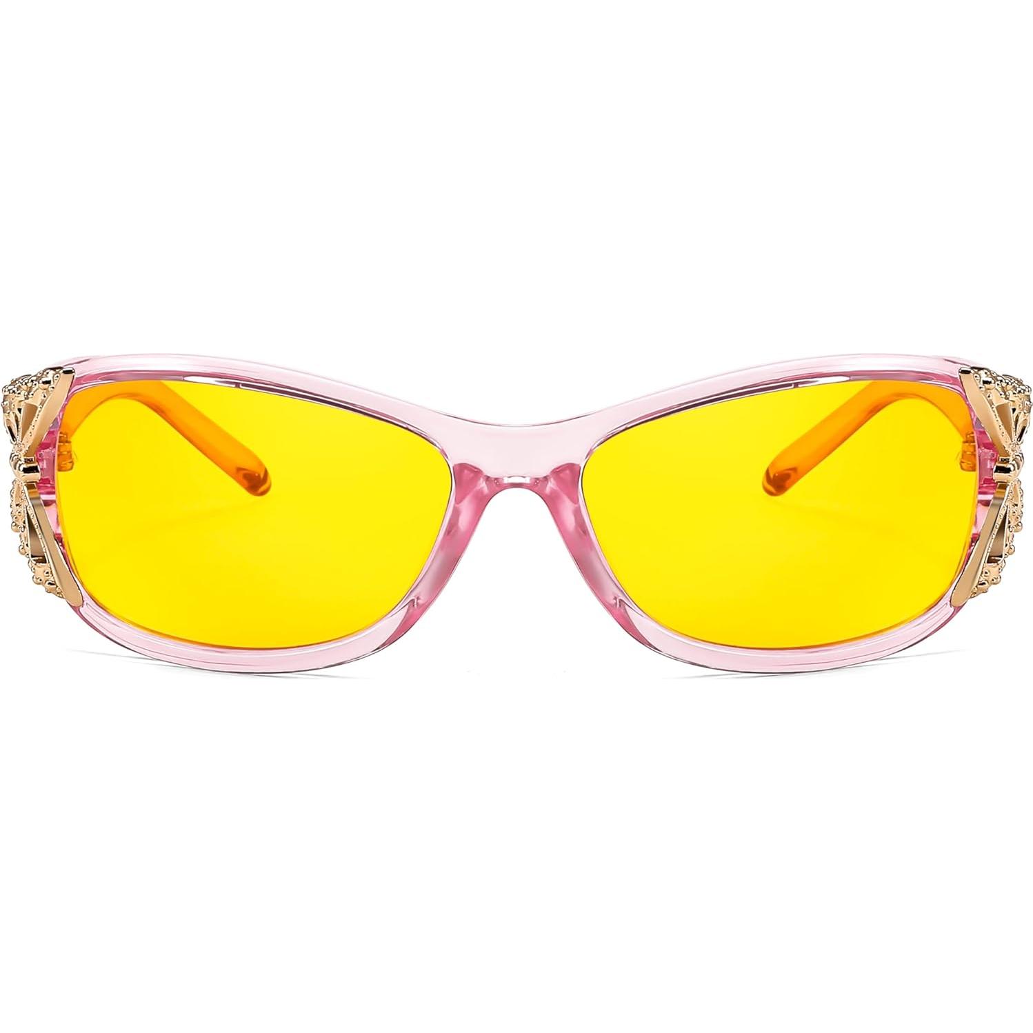 Gafas de Conducción Nocturna FEISEDY para Mujeres Amarillas