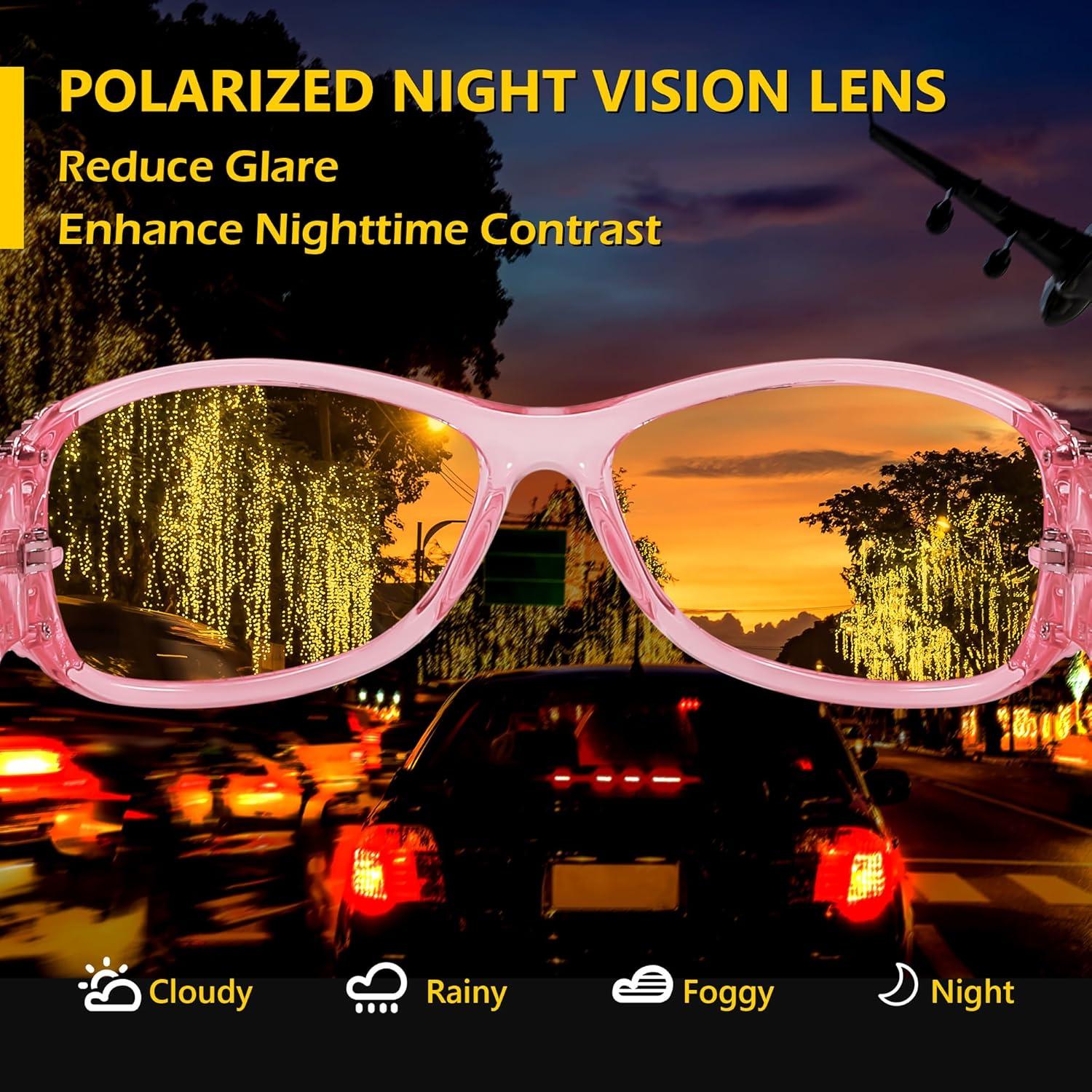 Gafas de Conducción Nocturna FEISEDY para Mujeres Amarillas