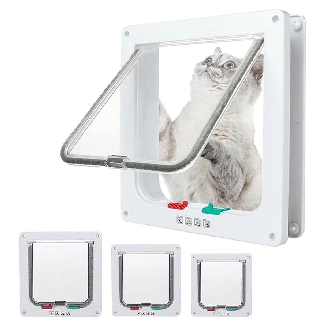 Puerta para Gato goTeamghjkl 4 Vías 19.05x19.81cm Blanca