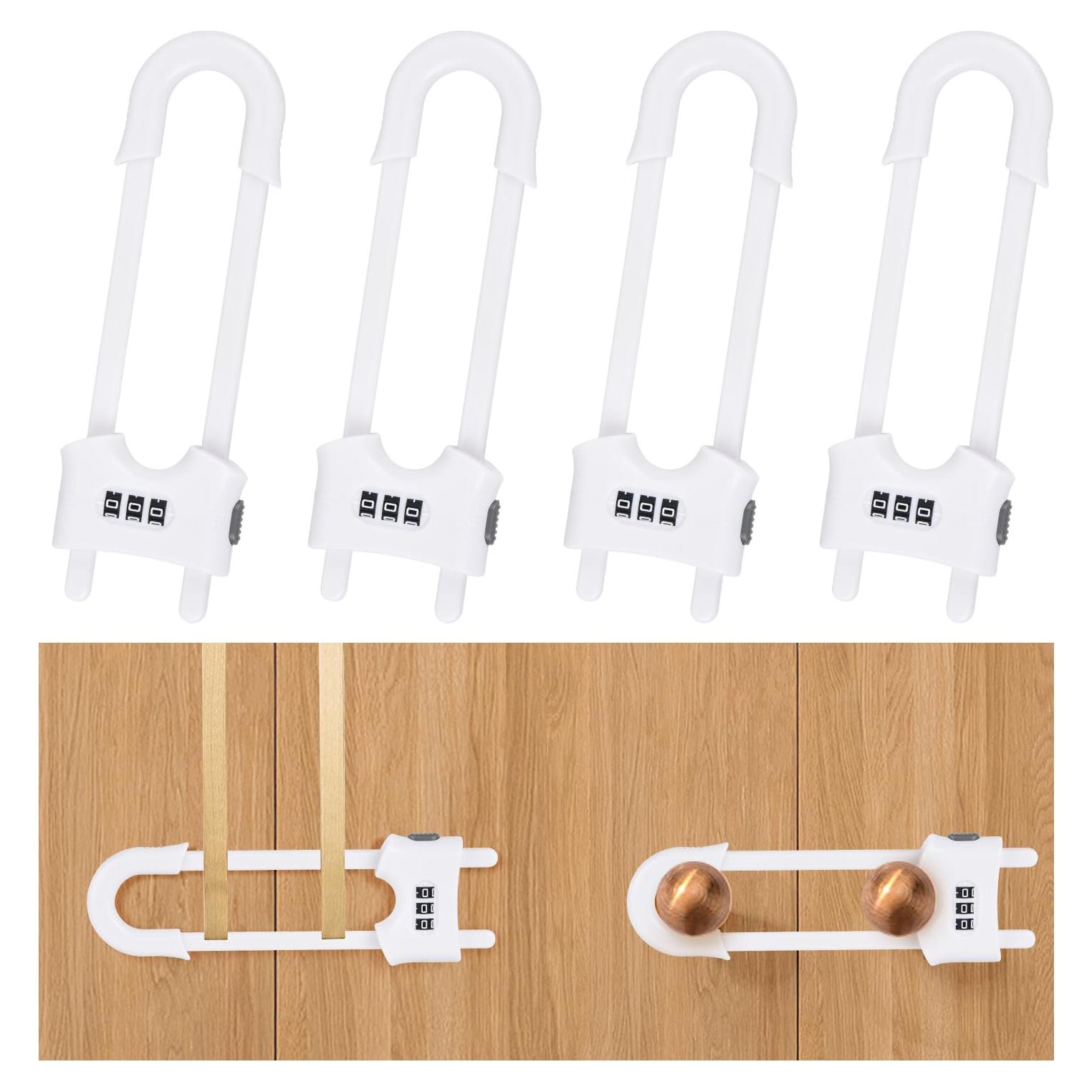 Cerraduras de Gabinete Deslizantes U - 4 Piezas Blancas