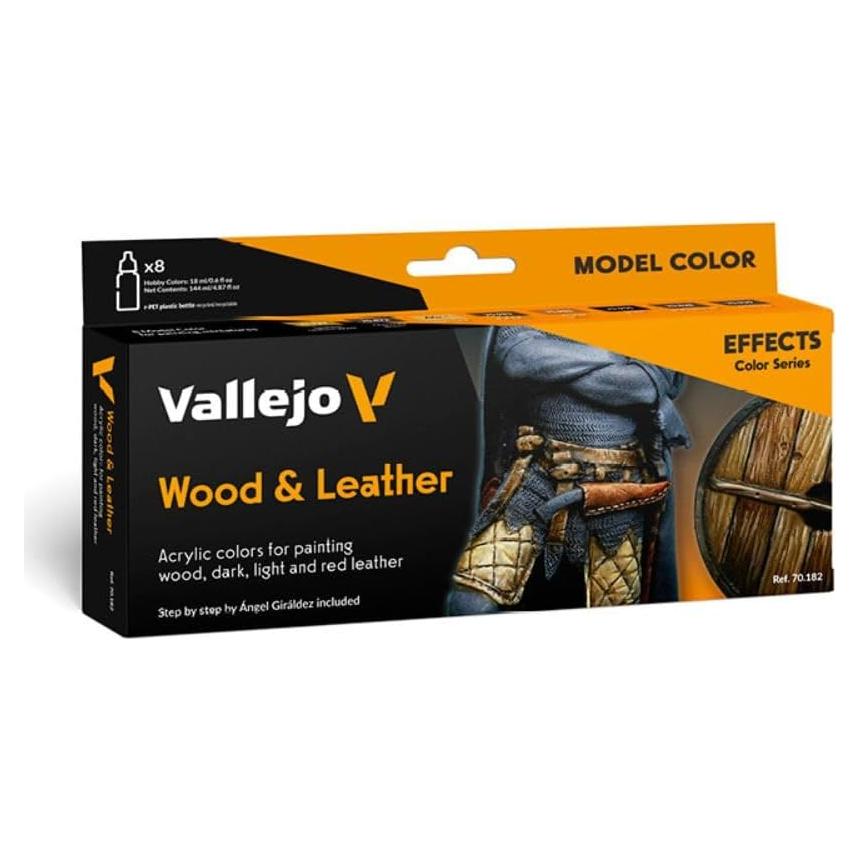 Set de Pinturas Acrílicas Vallejo Madera y Cuero 8 Colores