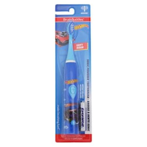 Cepillo de dientes eléctrico Brush Buddies Hot Wheels, cerdas suaves