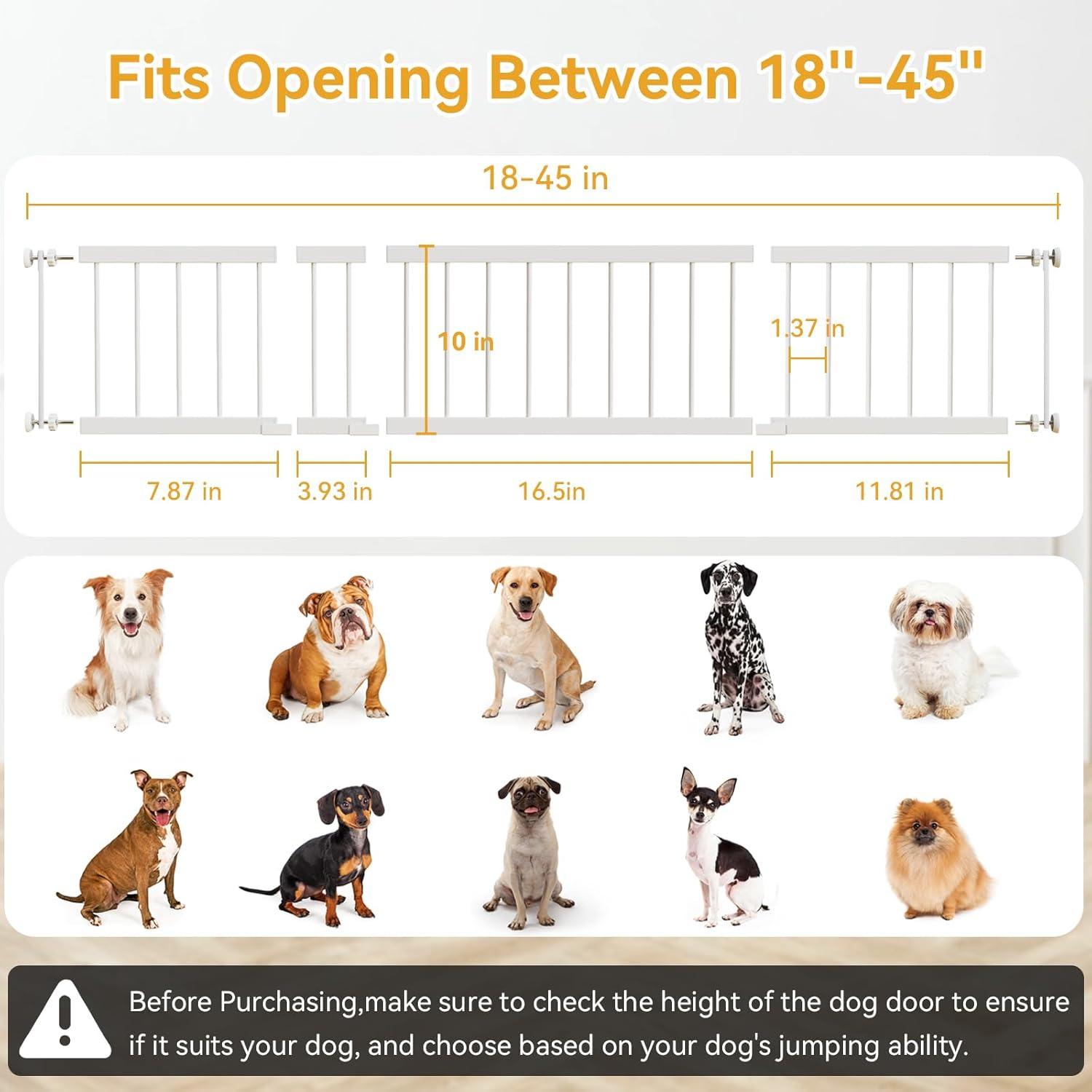 Puerta para Perros Fldofaves Ajustable 45-114 cm Metal Blanco