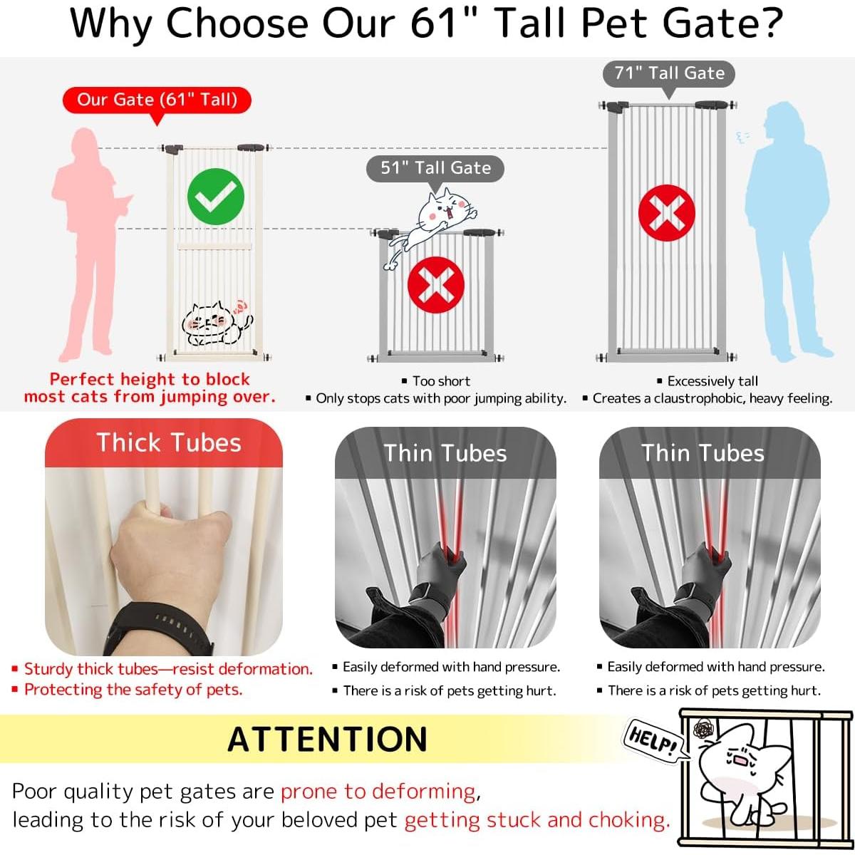 Puerta para Gatos Alta LUMIZONE 97.5-107.5cm Crema