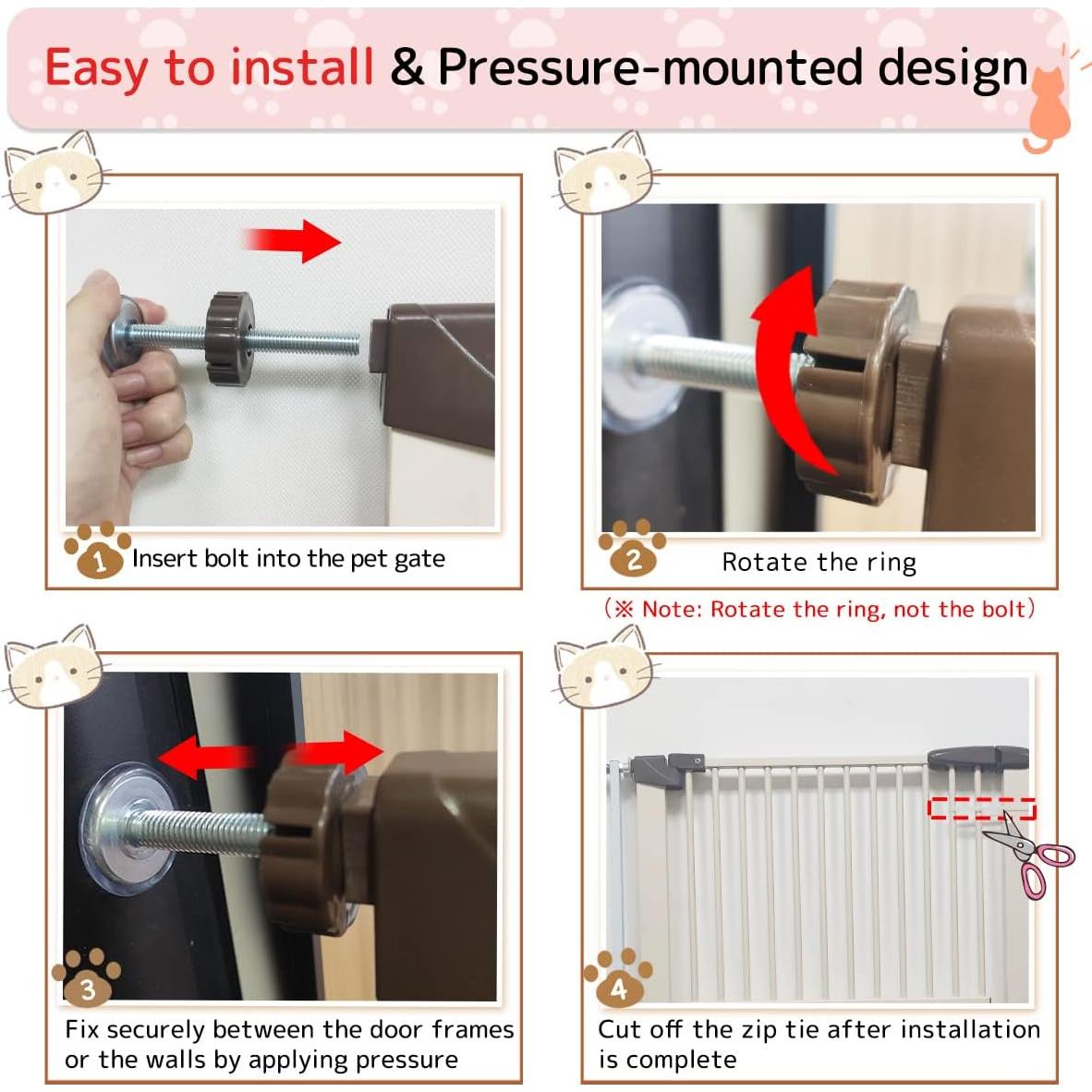 Puerta para Gatos Alta LUMIZONE 97.5-107.5cm Crema