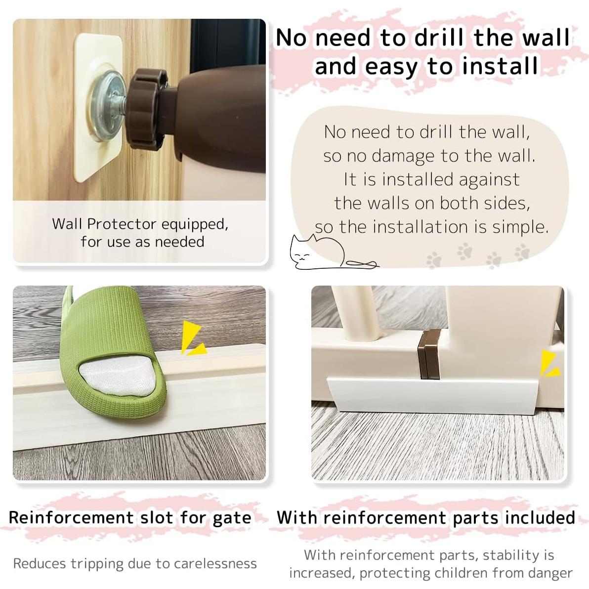 Puerta para Gatos Alta LUMIZONE 97.5-107.5cm Crema