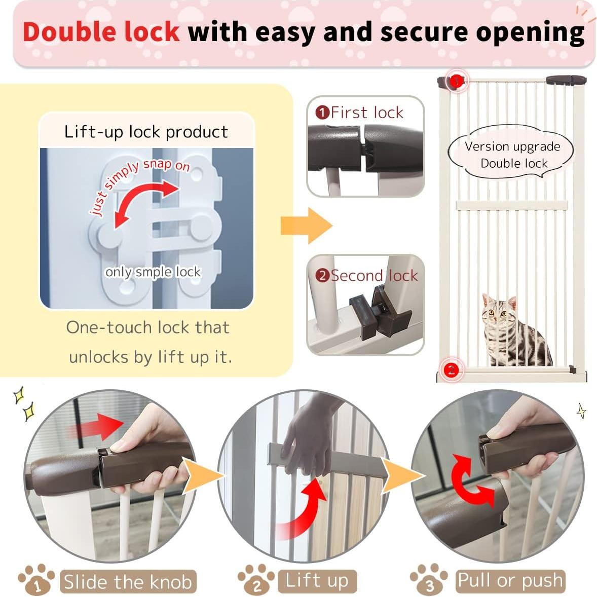 Puerta para Gatos Alta LUMIZONE 97.5-107.5cm Crema