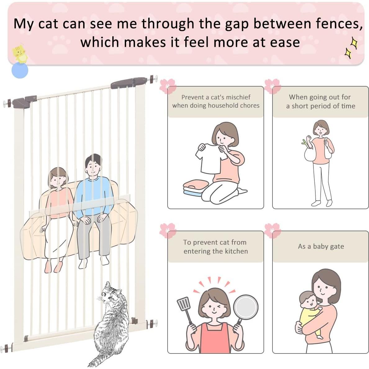 Puerta para Gatos Alta LUMIZONE 97.5-107.5cm Crema