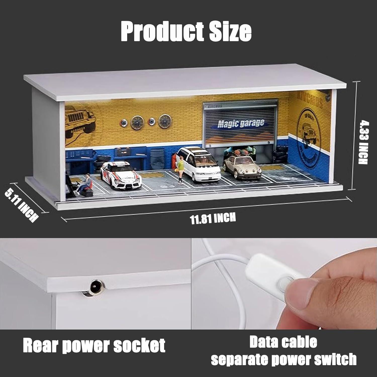 Vitrina para Coches 1:64 FQDGTFA Garaje Rojo con Luz LED