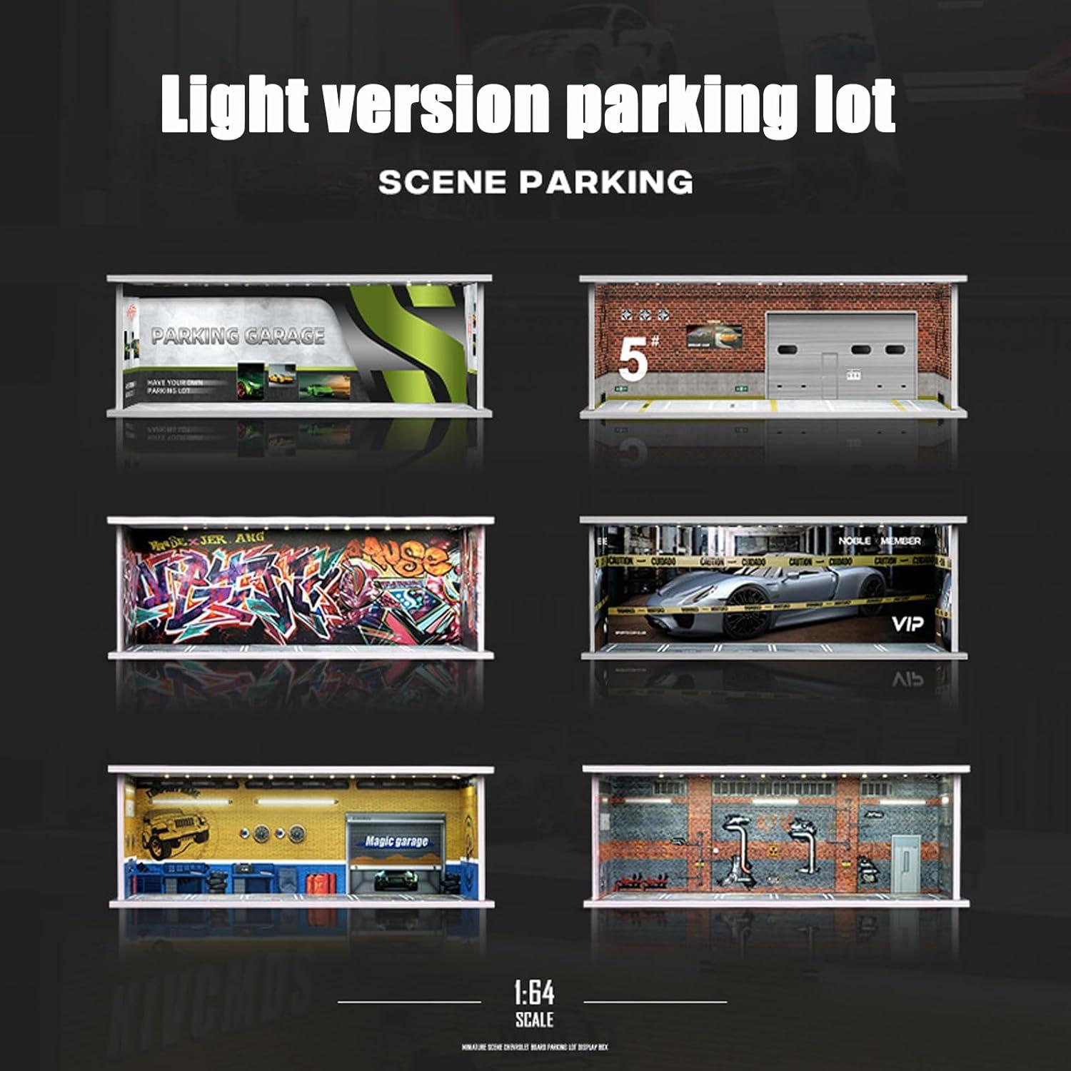 Vitrina para Coches 1:64 FQDGTFA Garaje Rojo con Luz LED