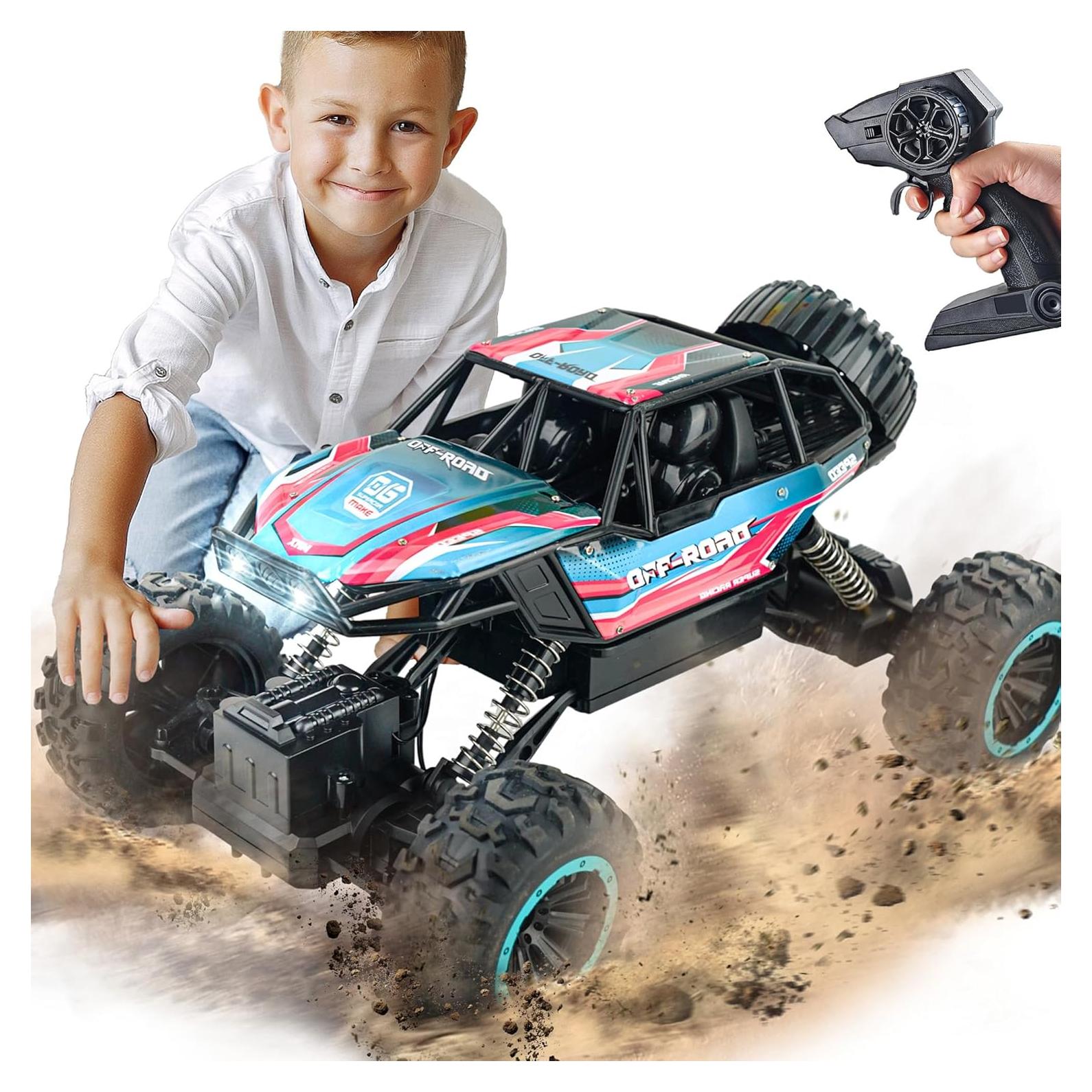 Camión Monster Control Remoto BEZGAR 1:12 Rosa con Luz LED