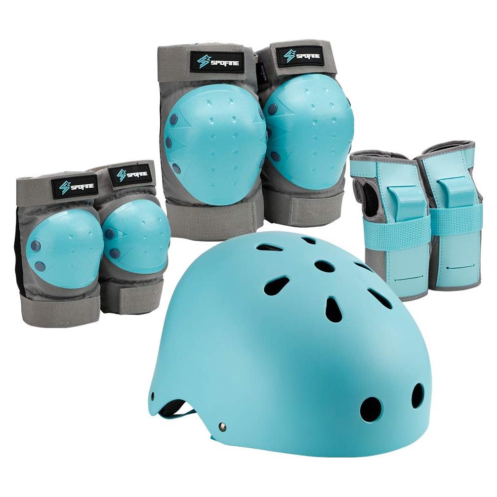 Casco de Bicicleta Spofine + Protección 7 Piezas Azul