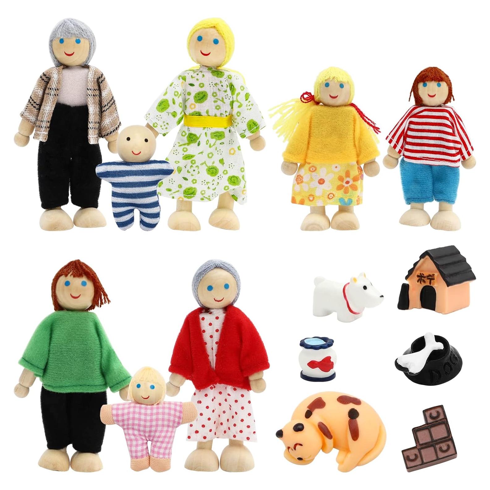 Juego de Muñecas de Madera ONEST 14 Piezas Familiar