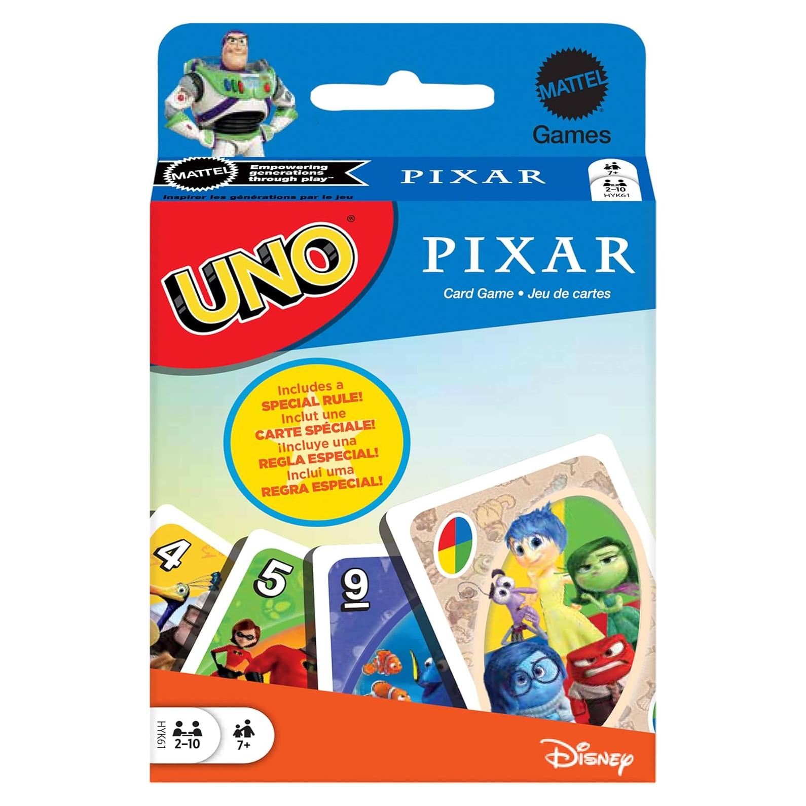 Juego de Cartas UNO Pixar Mattel 112 Cartas para 2-10 Jugadores