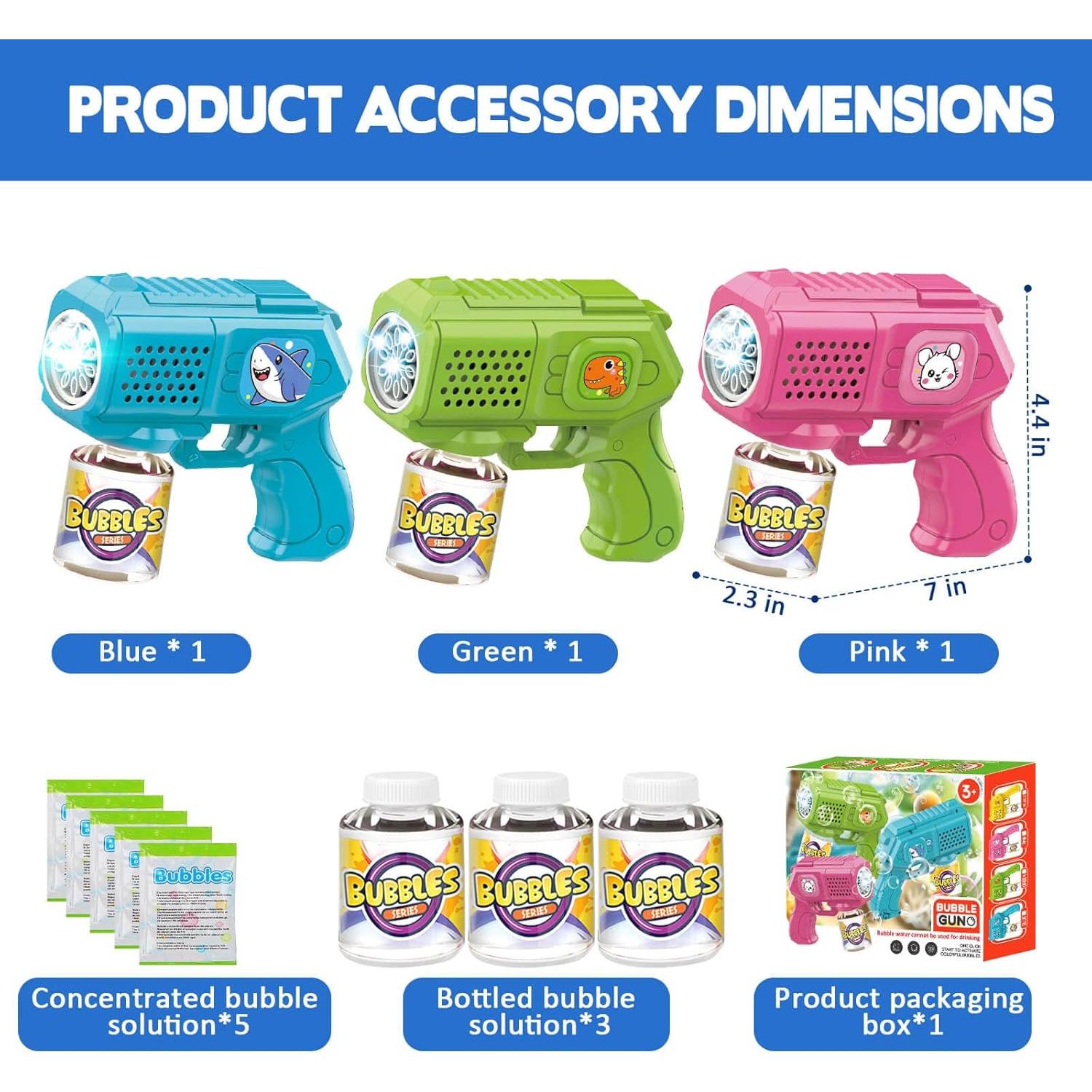 Pistolas de Burbujas Beria - Paquete de 3, 5000 burbujas/min