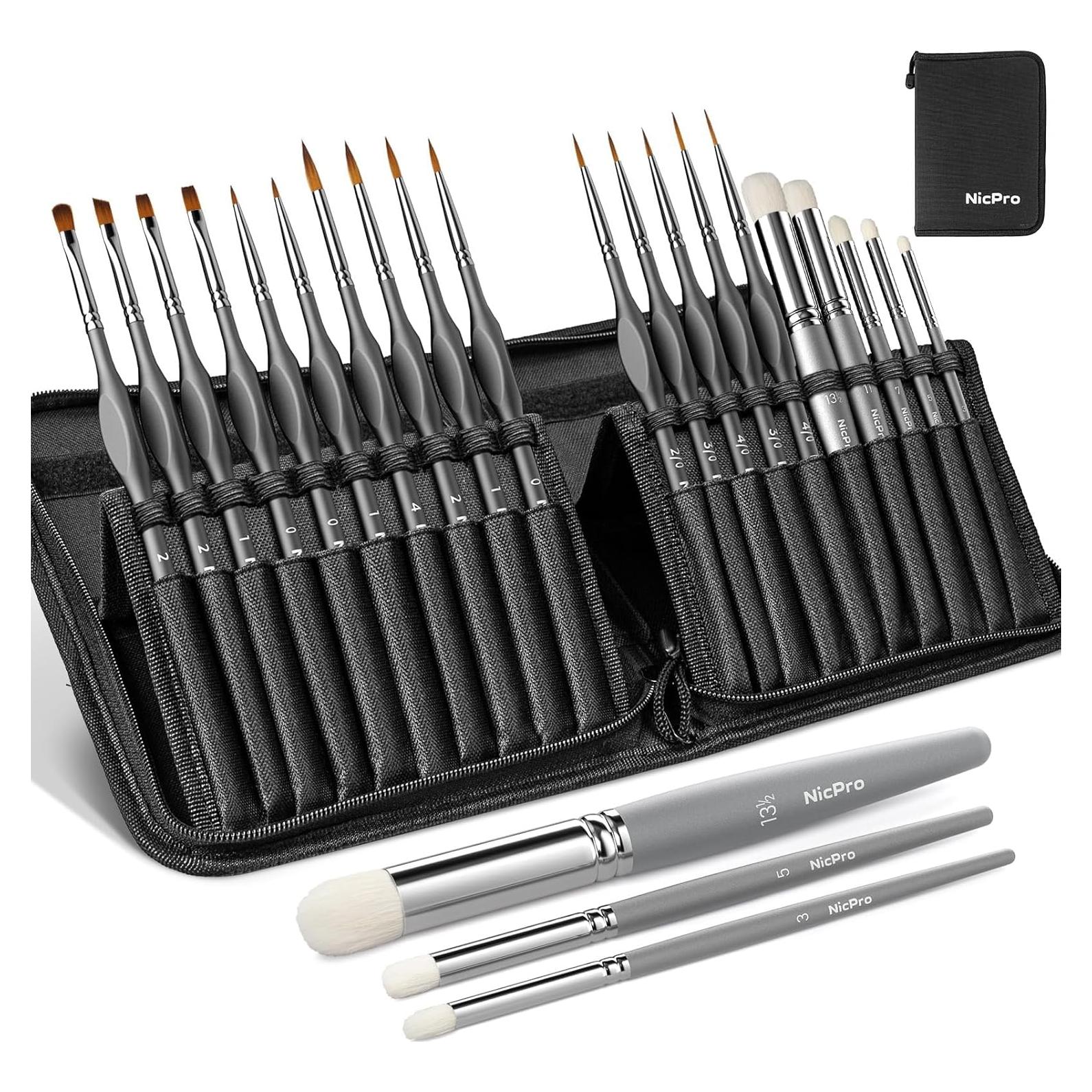 Juego de Pinceles de Pintura Nicpro - Set de 20 Pinceles