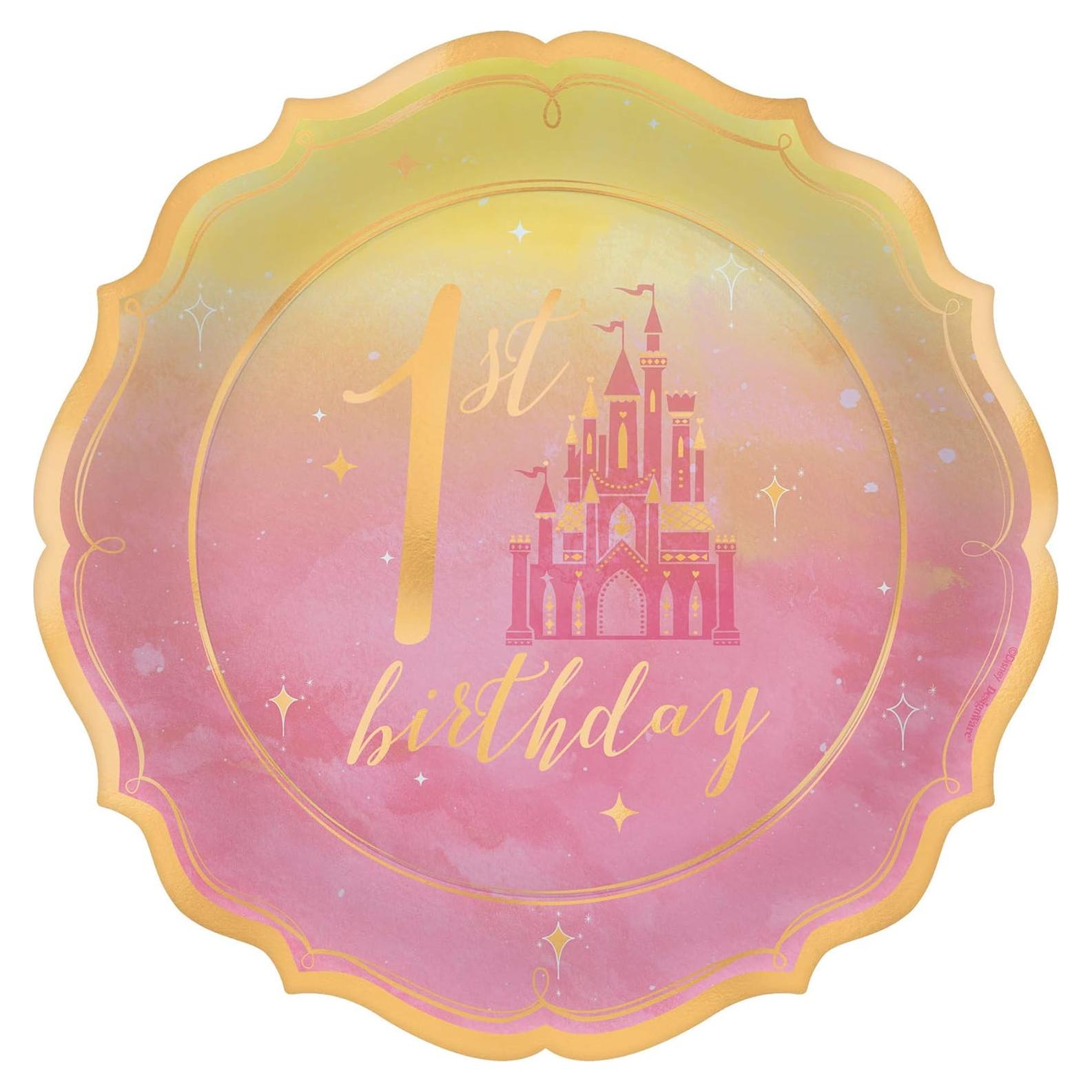 Platos de Fiesta Metálicos Amscan Princesa 17.8 cm 8 Pzas