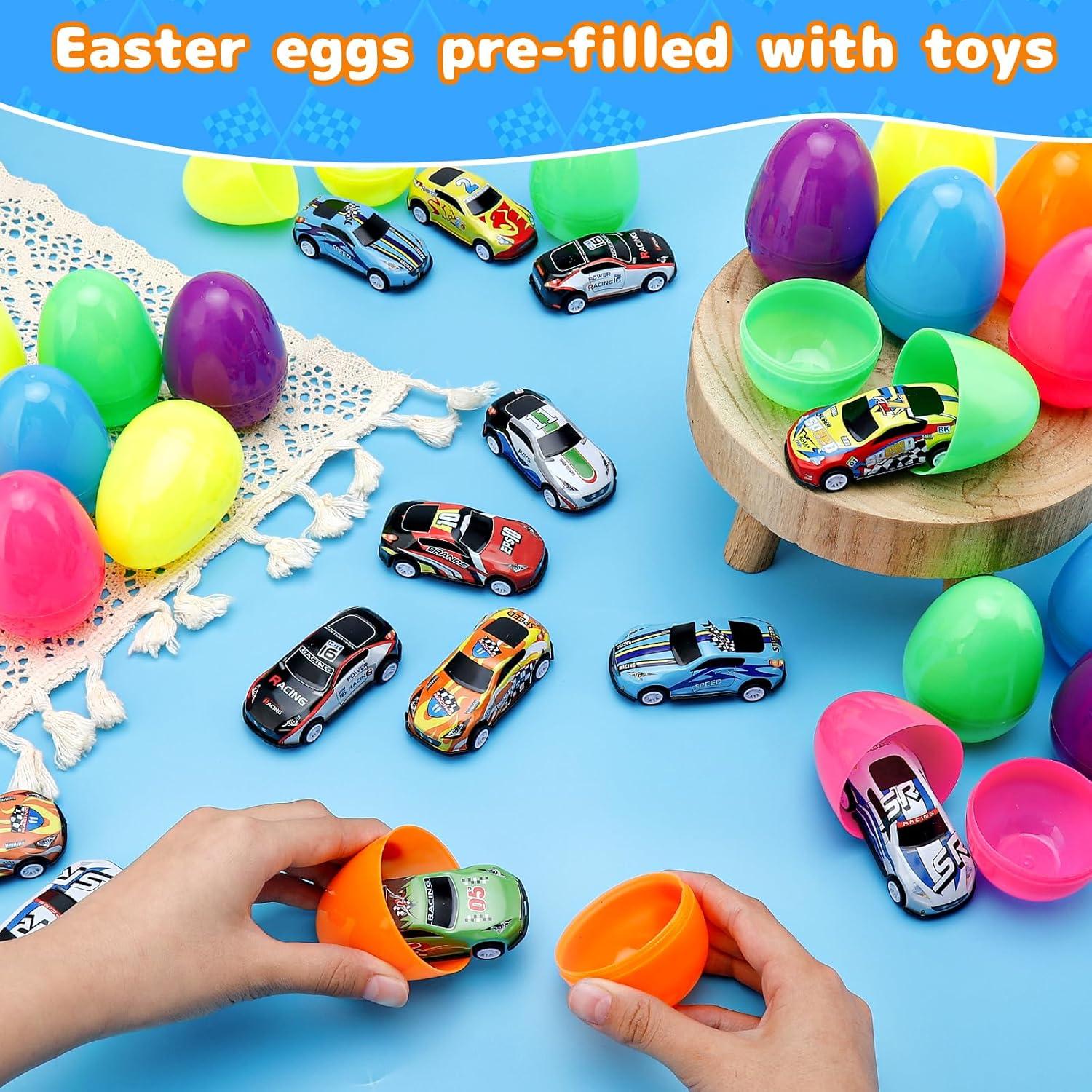 Paquete de 24 Huevos de Pascua AUUGUU con Coches Rellenos