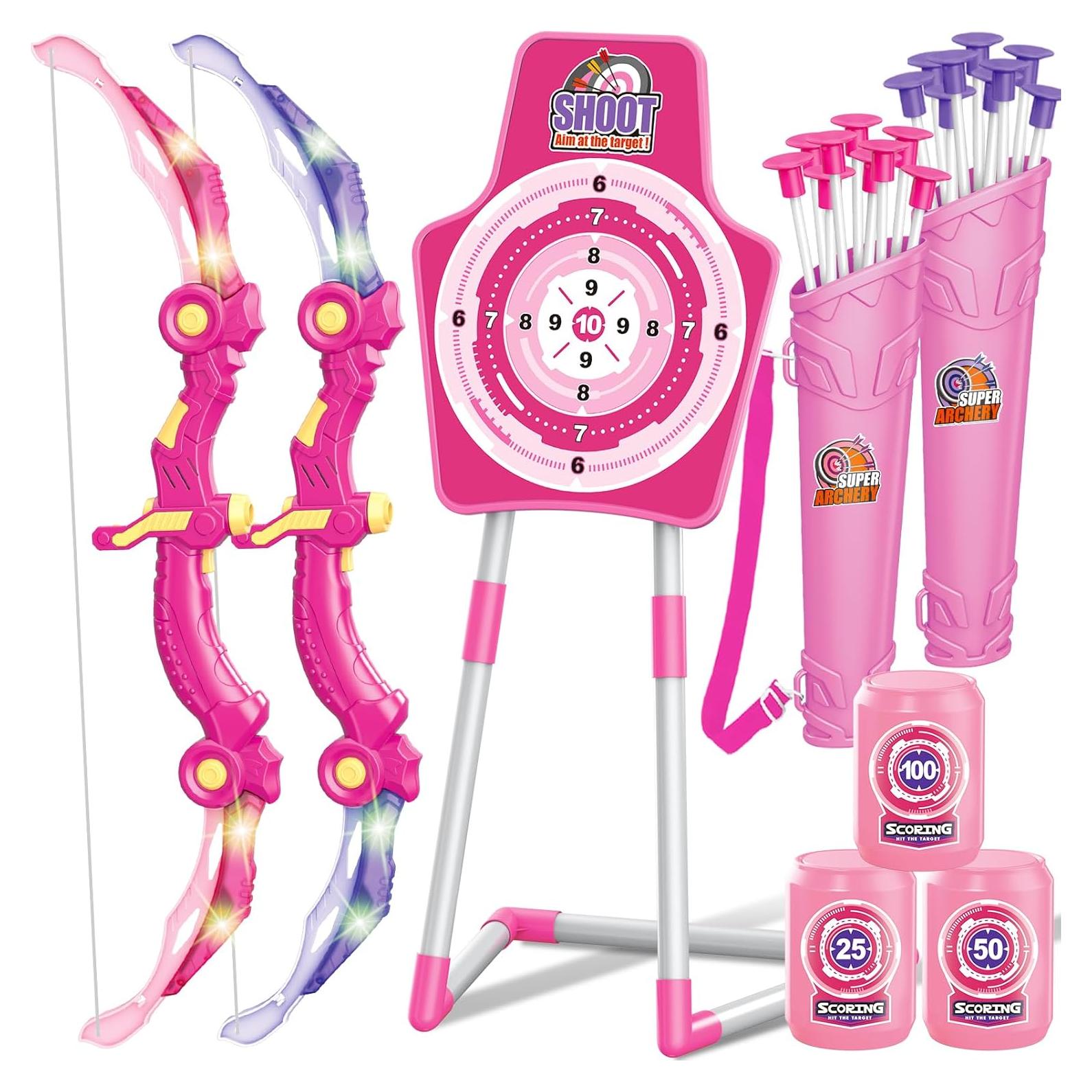Set de Arquería GMAOPHY Rosa con Luces LED y 20 Flechas