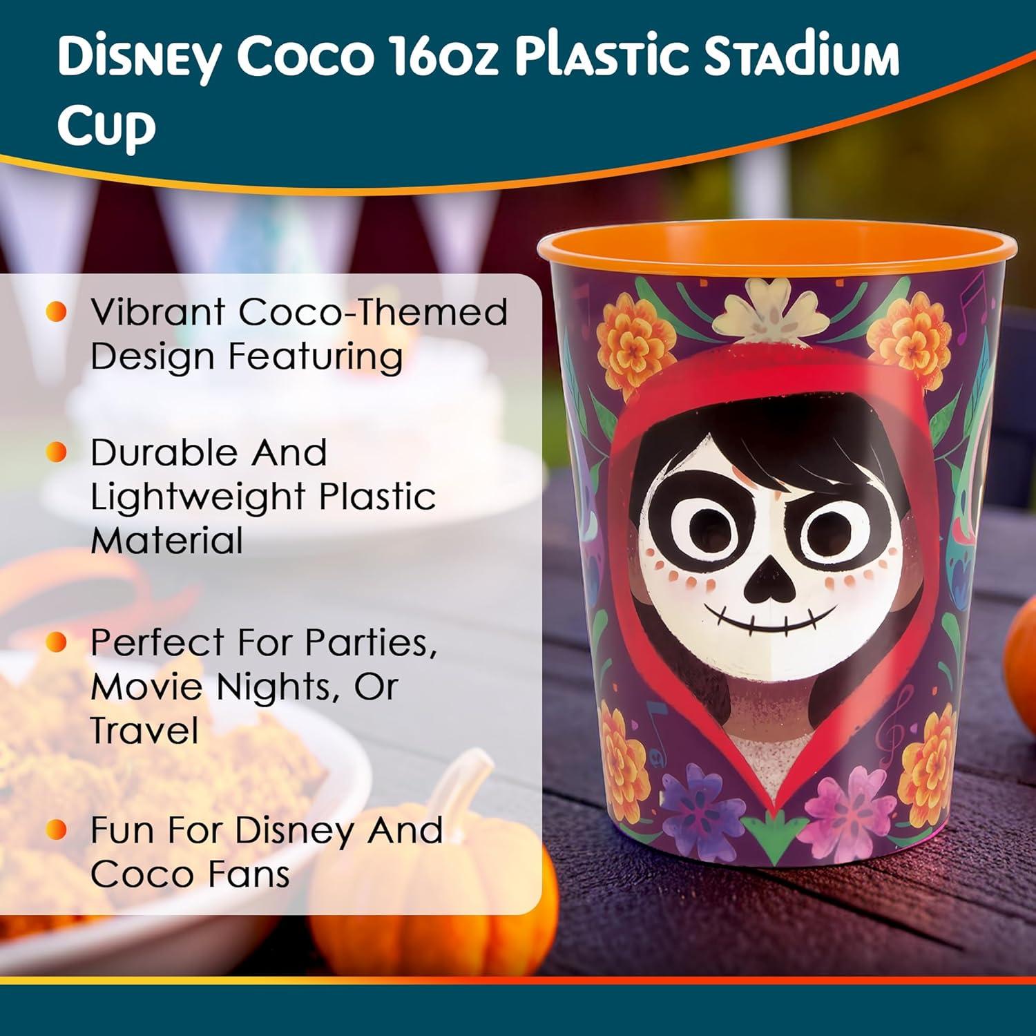 Vaso Estadio Disney Coco Multicolor 473ml - Reutilizable y Divertido