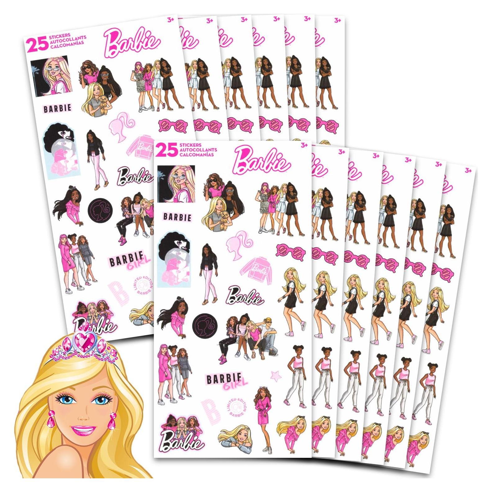 Stickers de Barbie para Niñas - Paquete de 12 Hojas