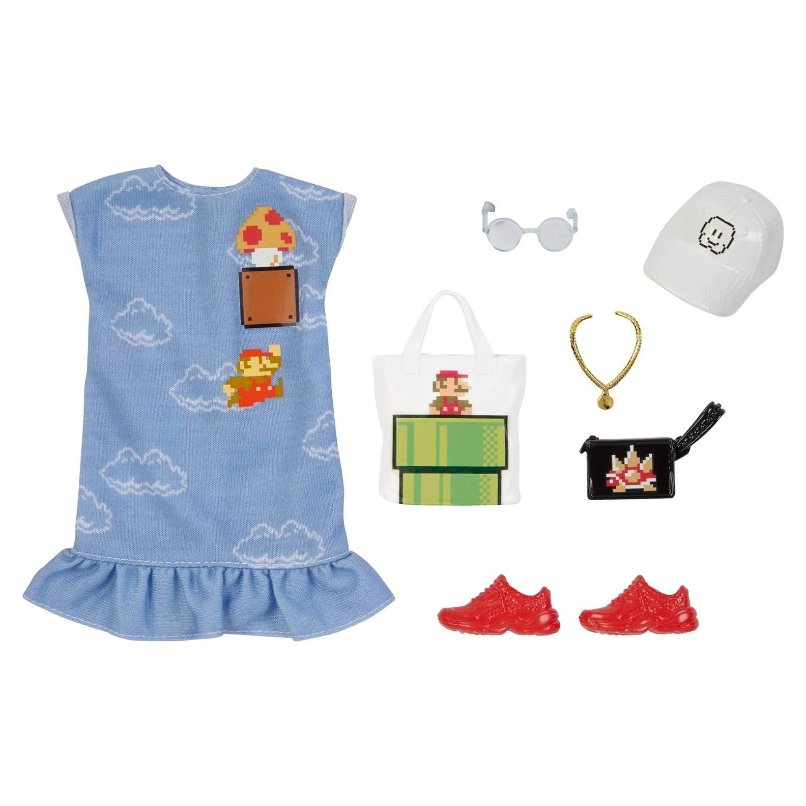 Paquete de Moda Barbie Super Mario con 6 Accesorios