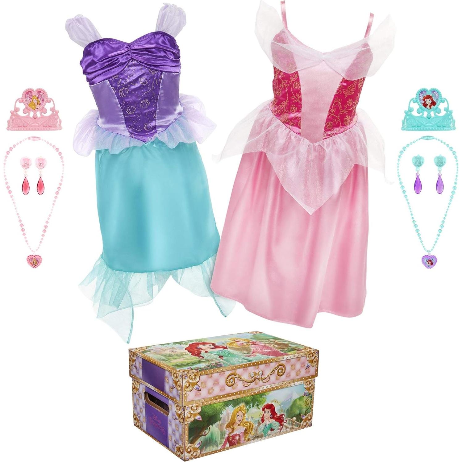 Baúl de Disfraces Disney Ariel y Aurora 11 Piezas