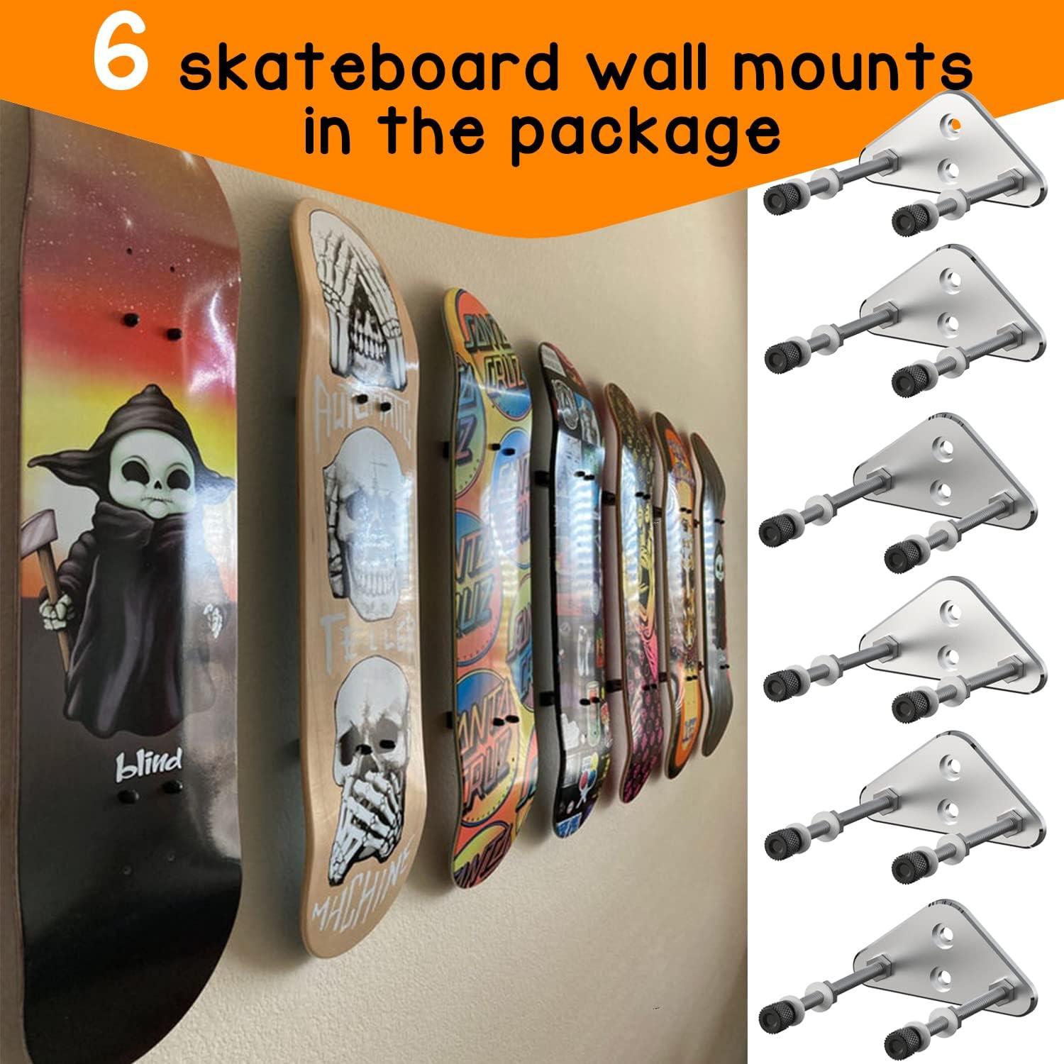 Soporte de Pared para Skateboard Aluminio 6 Paquetes Plata