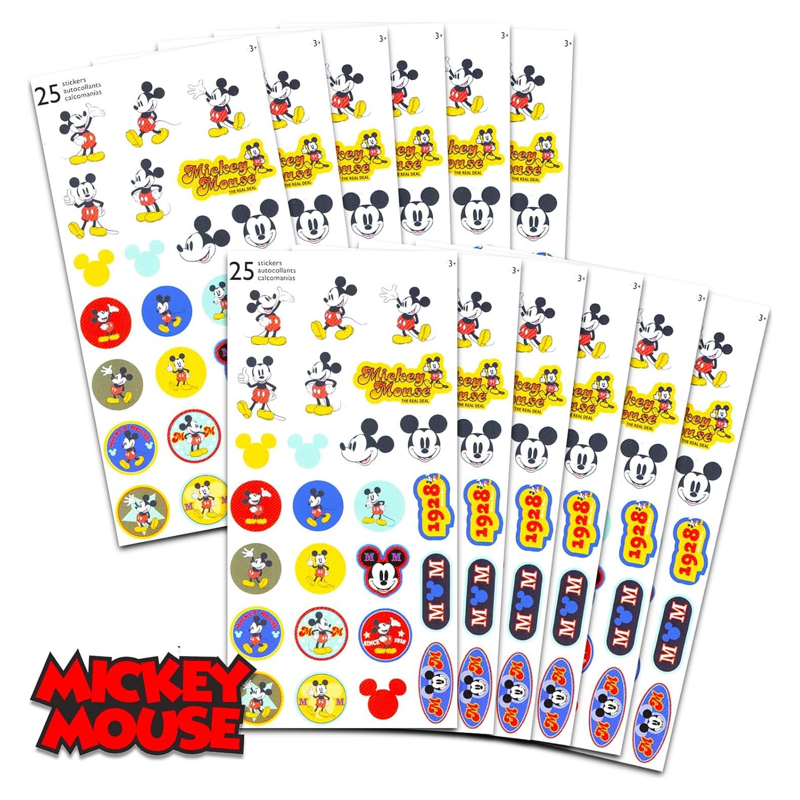 Conjunto de Stickers de Mickey Mouse - 12 Hojas para Fiestas
