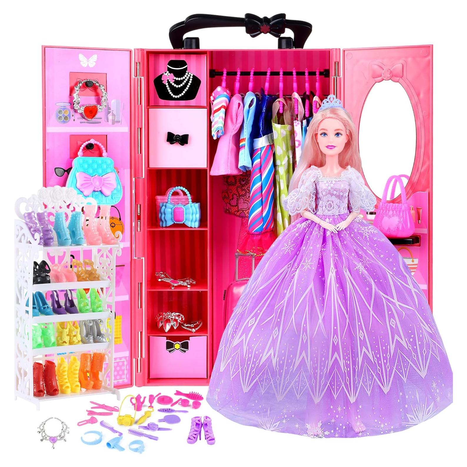 157 Pcs Ropa de Muñeca Vueos con Armario y Accesorios