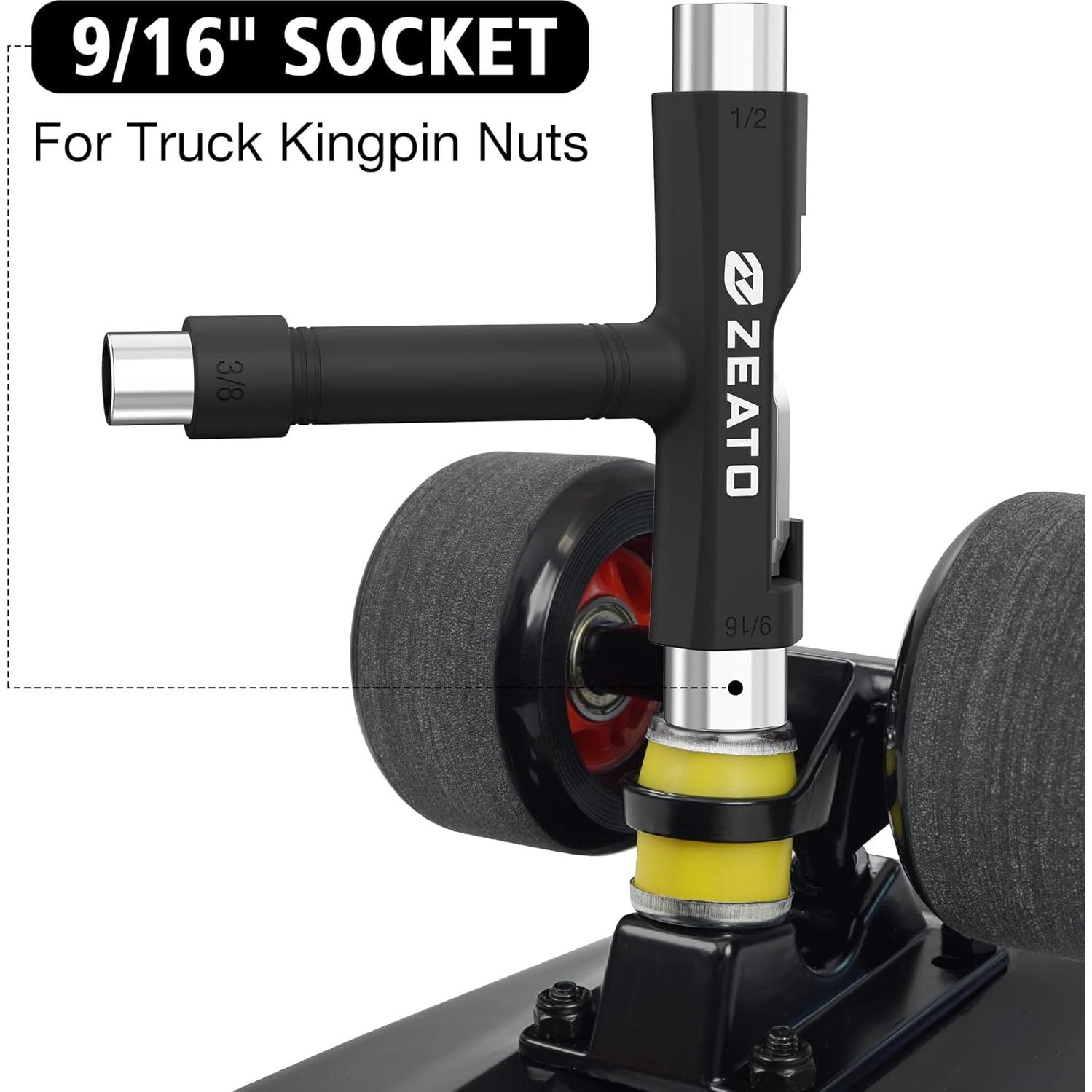 Herramienta T Multifuncional Zeato para Skateboard Negra