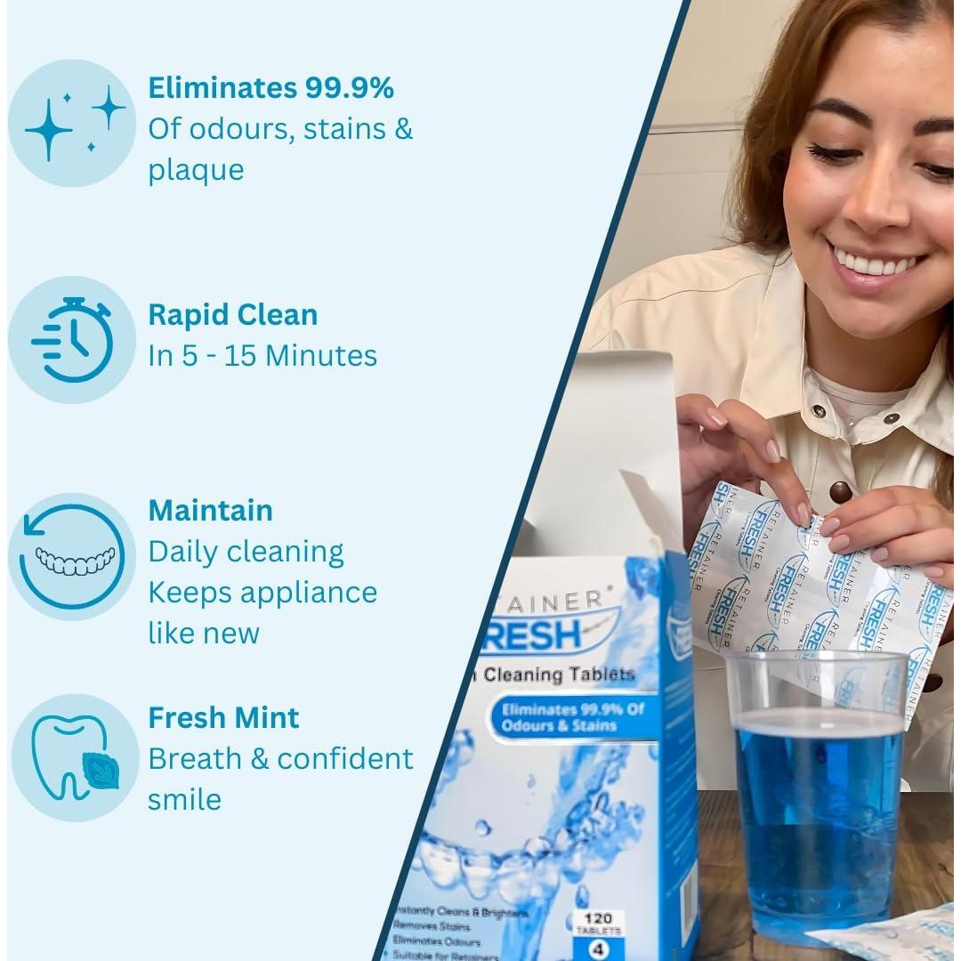 Tabletas Limpiadoras Retainer Fresh 120 Tabletas Menta