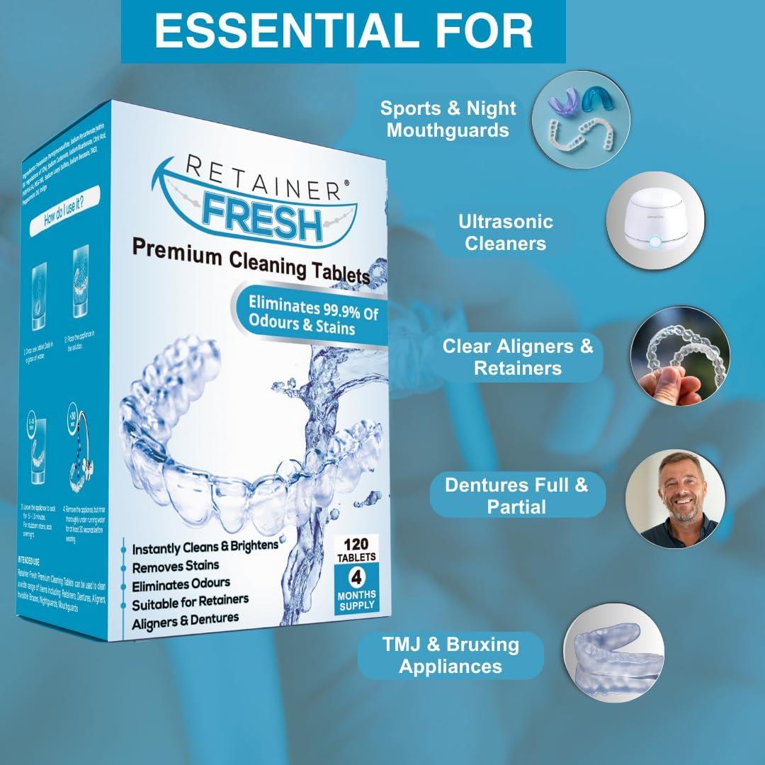 Tabletas Limpiadoras Retainer Fresh 120 Tabletas Menta