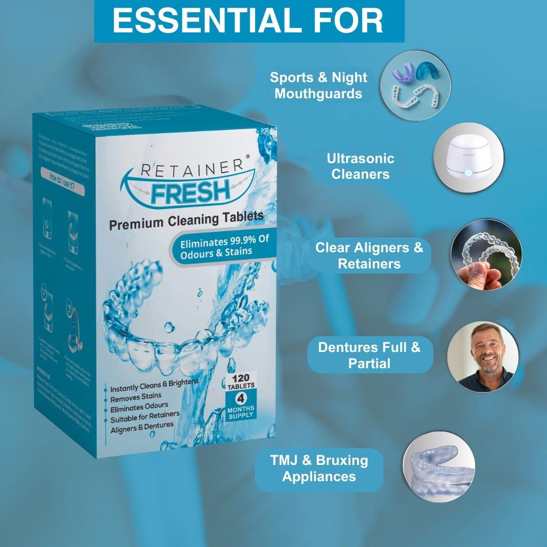 Tabletas Limpiadoras Retainer Fresh 120 Tabletas Menta