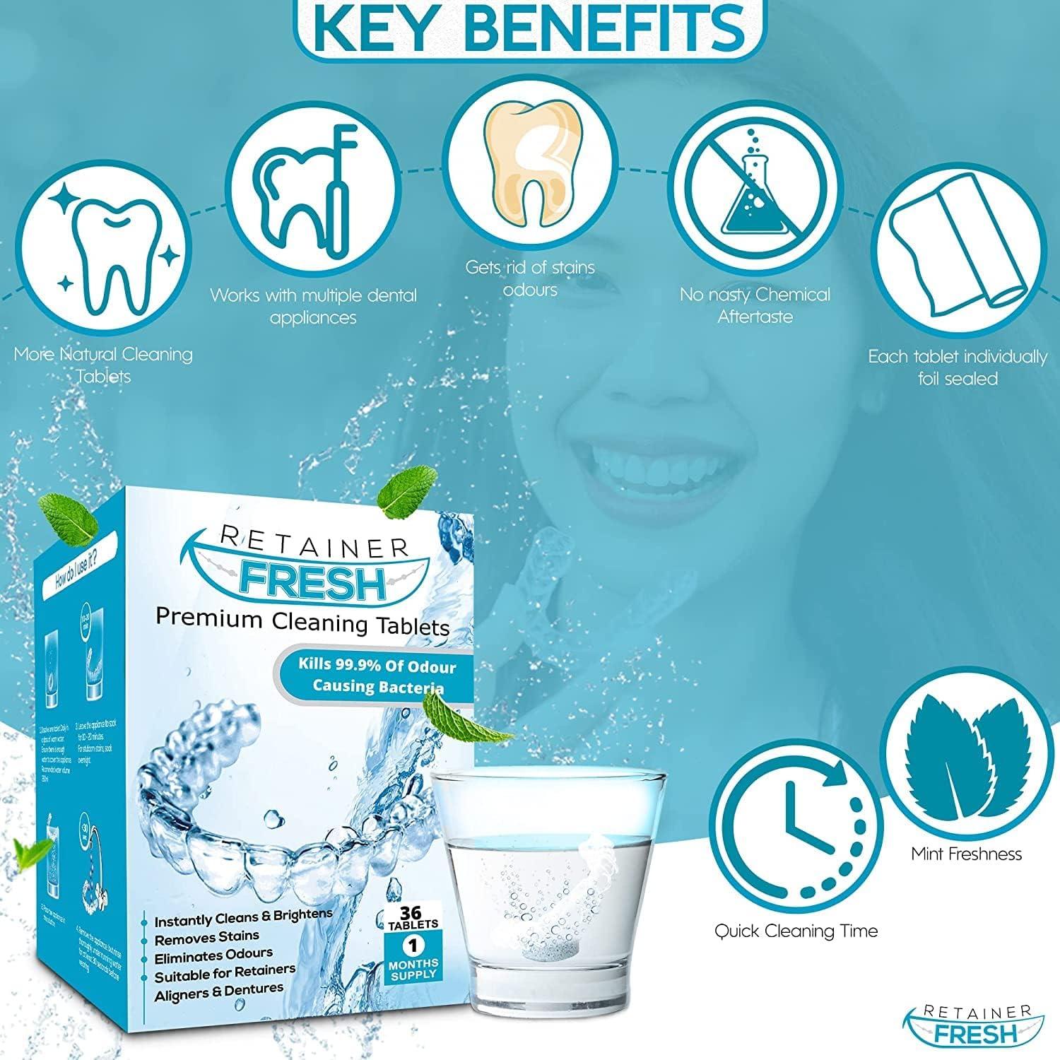 Tabletas Limpiadoras Retainer Fresh 120 Tabletas Menta