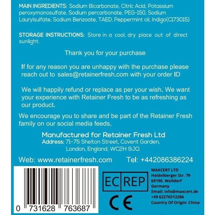 Tabletas Limpiadoras Retainer Fresh 120 Tabletas Menta