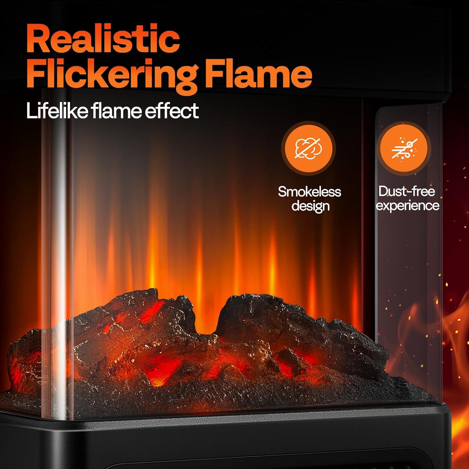 Calefactor Eléctrico VIVOHOME Chimenea Portátil 1500W