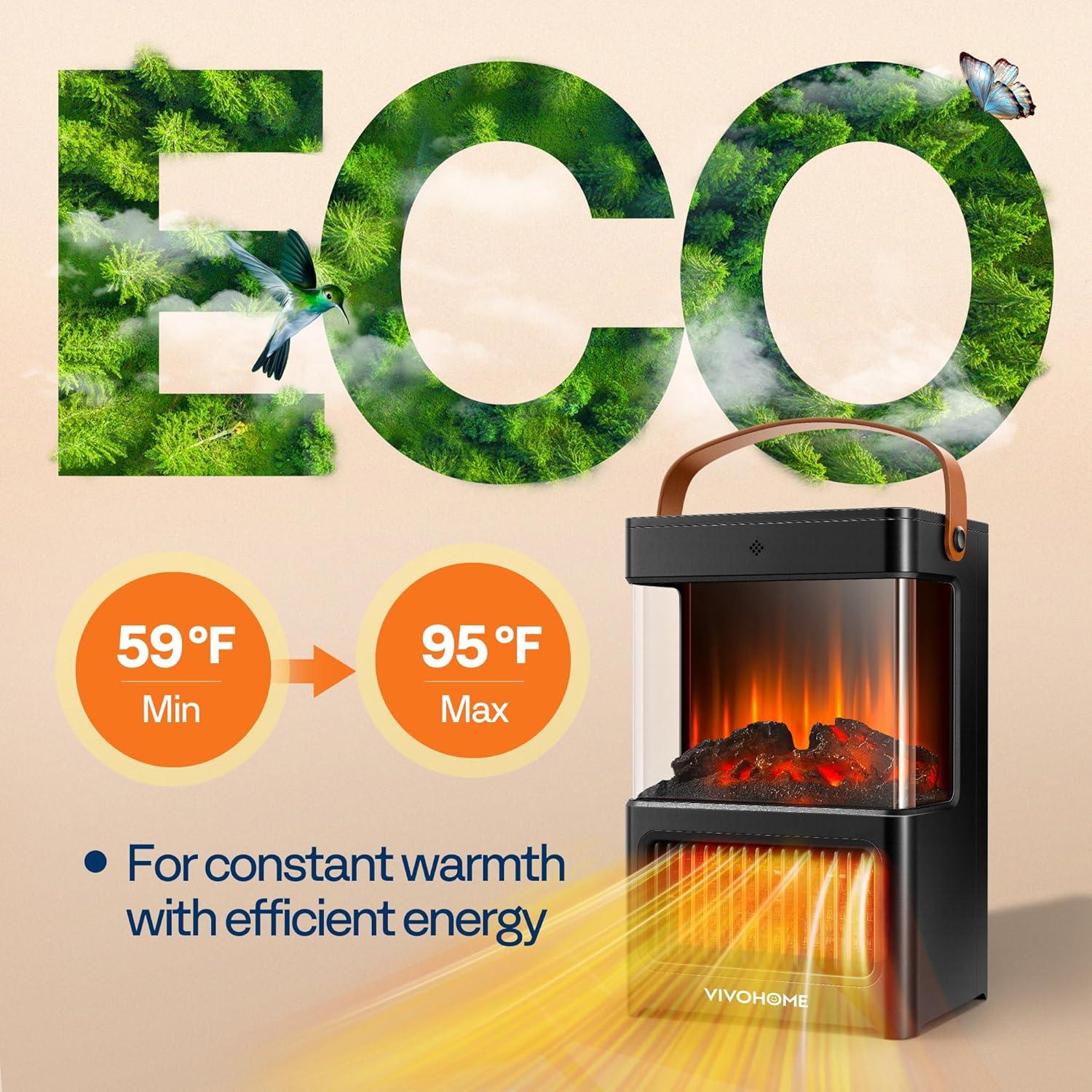 Calefactor Eléctrico VIVOHOME Chimenea Portátil 1500W